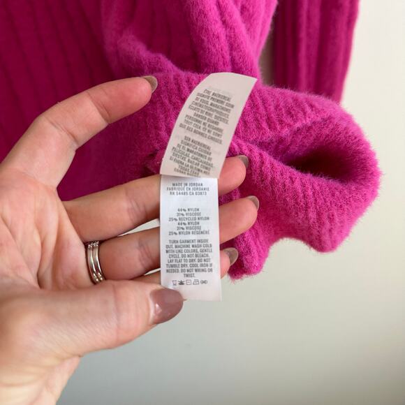 Aerie Soft Buttercream Cosmic Pink Oversized Crew Ribbed Knit Pullover Sweater - Picture 9 of 12